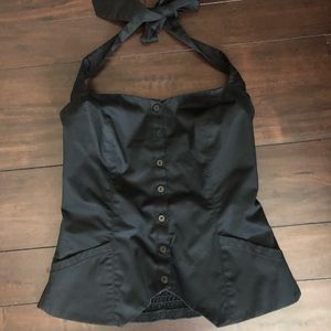 Black button up halter top